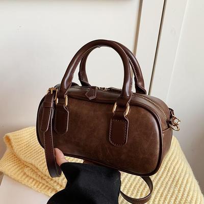Portable Fashion Casual Bowling Bag Women's New Retro Small Square Bag High-end Simple Shoulder Bag