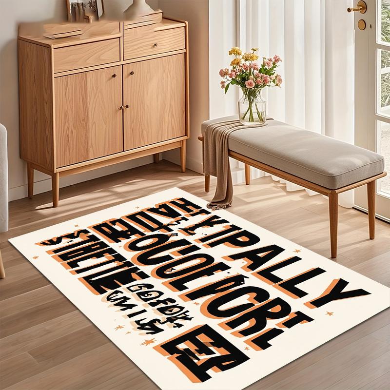 Bold Retro Typography Area Rug Non Slip Washable Floor Carpet Accent Rug Decorative Carpet Stylish Rug for Bedroom Entryway
