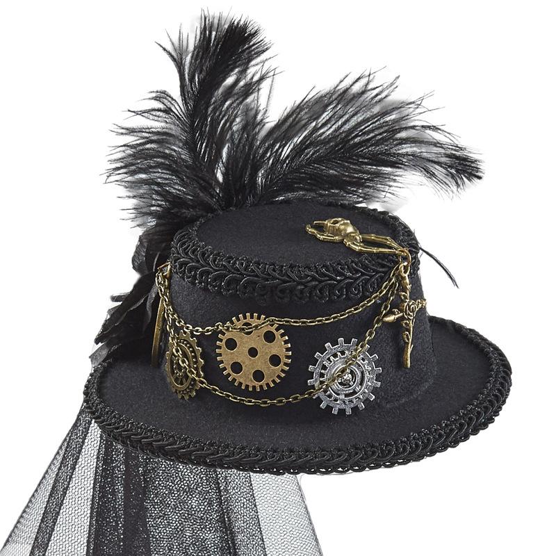 Steampunk Top Hat Gear Accessories Accessories Lolita Mesh Dark Flower Party Show Decorative Top Hat