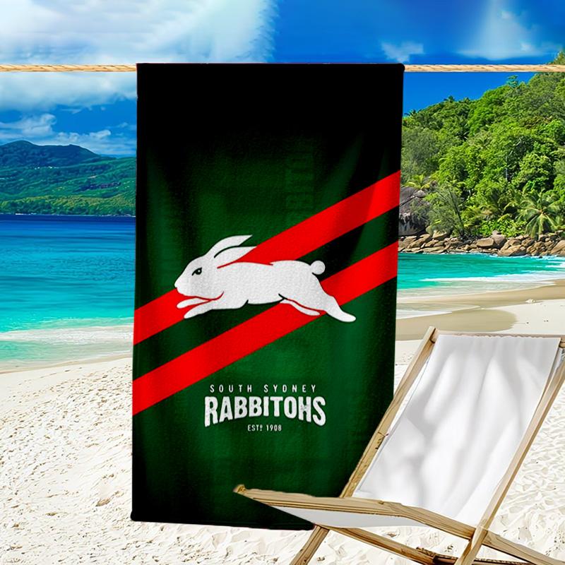 Nrl Rabbit Logo Design Microfiber Beach Towel, Lightweight And Quick-Dry, for Summer Travel, Beach Essential, Swimming Pool Outdoor