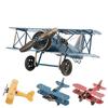 Iron Airplane  Ornament Aircraft Retro Airplane Model Delicate Vintage Biplane Handicraft for Home Decoration Cafe Ornament