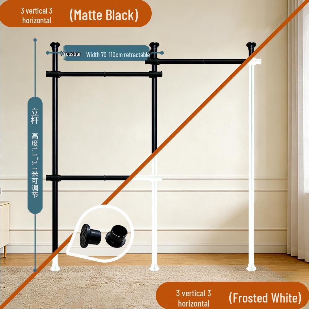 Adjustable Wardrobe Rack: Retractable Floor-to-Ceiling Clothes Hanger and Storage for Bedroom Use.