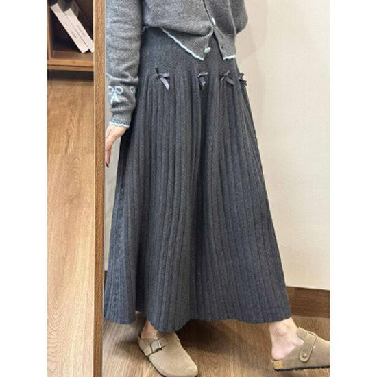 Korean Style Knit Pleated High Waist Skirt