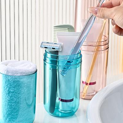 Transparenter Zahnpasta-Zahnbürstenhalter, Reise-Badezimmer-Organizer, tragbare Waschbecher-Aufbewahrungsbox, Kunststoff-Bürstenhalter, Mundwasser