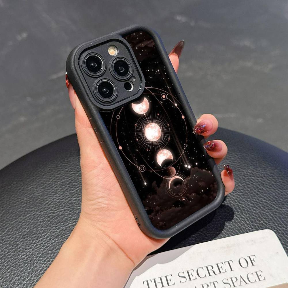 

Солнце Луна Облака Астрологический Для iPhone 17 16 15 14 13 12 11 Pro Max Plus Черный Полное Покрытие ТПУ Ударопрочный Чехол iPhone 11 pro