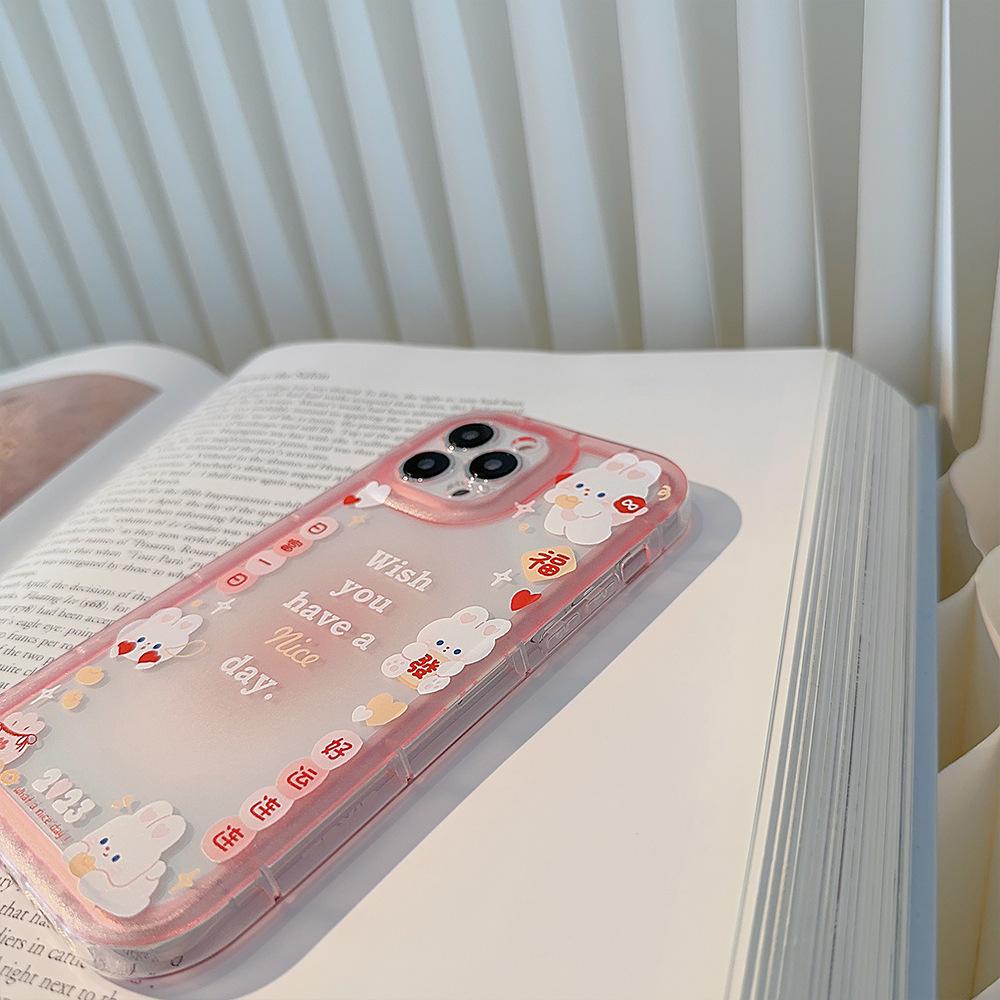 Ins Pink Rabbit Bunny Rich 2023 Protector Shell For Iphone 13 12 Promax 14 Pro Max Plus 11promax Cartoon Phone Case Conque