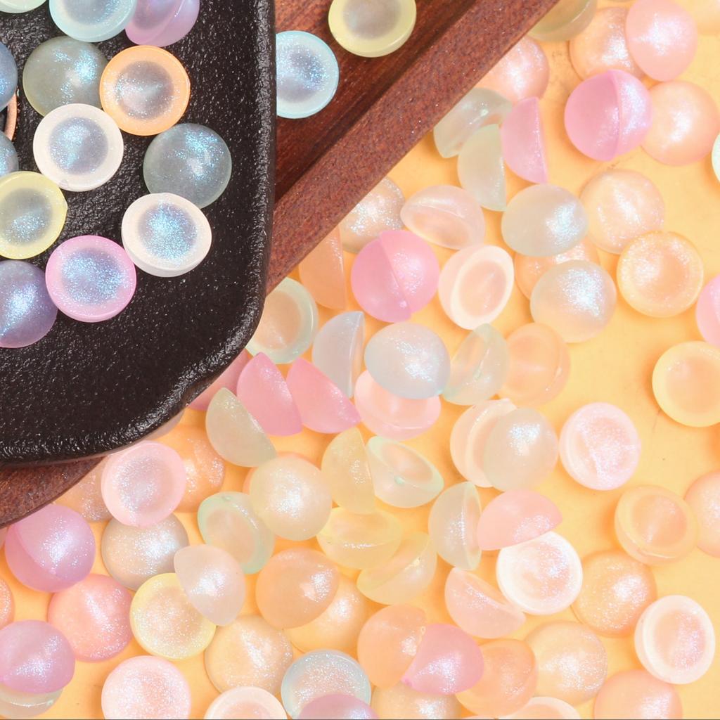 500g 10mm/12mm Bezporowe Akcesoria do Biżuterii DIY Moda Drobne Błyszczące Koraliki Okrągłe Plaster Półkole Kolor Macaron Materiał Akryl Handmade