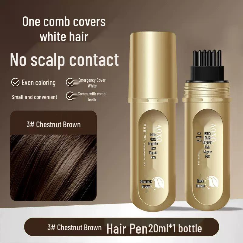 AOXO Gold Tube Peptide Hair Color Pen: Waterproof, Sweatproof, Gray Coverage Touch-up.