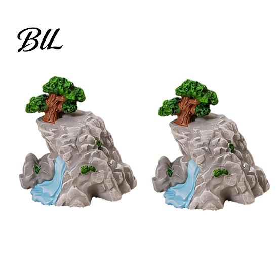 Mini Rock Arrangement for Landscaping 2 Pcs Miniature Stone Statue Resin Fake Models Diorama Delicate Art Piece Supplies Micro Train Landscape Railway
