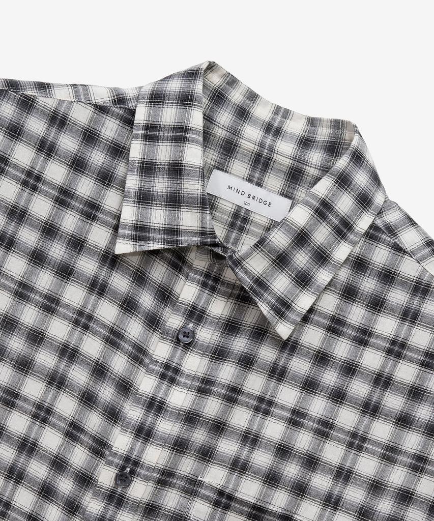 MINDBRIDGE [On][Crop Or Regular] Crease Check Black Oversized Long Sleeve Shirt