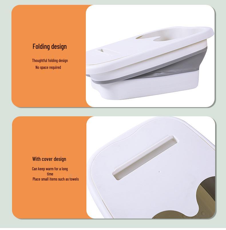 Zusammenklappbares Silikon-Fußbad mit Deckel - Tragbar, platzsparend, verdicktes Becken zum Einweichen und für Massage