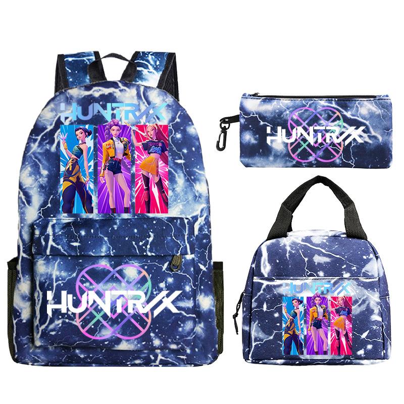 Kpop Peripheral Printing Student Schoolbag Large Capacity Casual Backpack Three-Piece Set