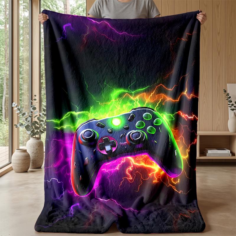 Neon Gaming Controllers Theme blanket Lightweight Warm Flannel Blanket Decorative Throw Blanket for Home Decoration