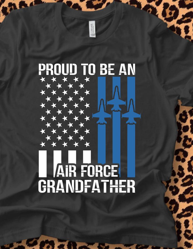 Air Force Grandfather T-shirt, Military Family Gift for Veterans Day, Memorial Day, Independence Day, Casual Wear, Proud Military Grandpa