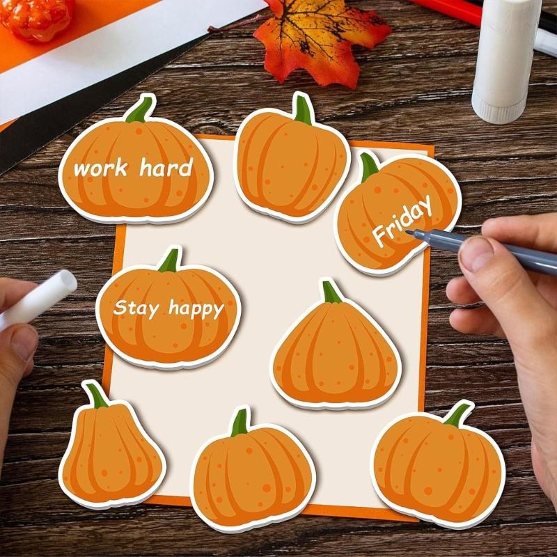 960 Sheets Cartoon Pumpkin Note Paper Thanksgiving Theme Self Adheive Note Leaf Pinecones Shape Notepads for Student