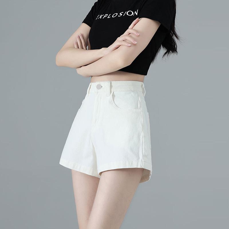 

605 Women s High-Waisted Casual Denim Shorts - Slimming, Loose, Straight-Leg, Spring/Summer Korean Style L білий