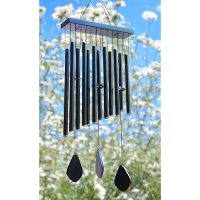 Clopote eoliene pentru casă Energie pozitivă pentru dormitor cu balcon (Negru 12 țeavă)