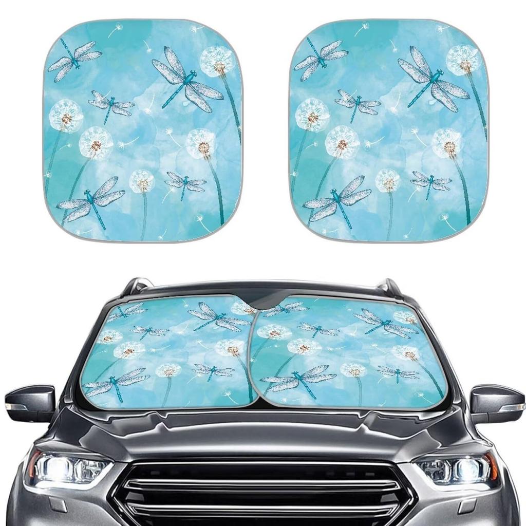 Car Sunshade 2-Piece, American Flag Element Printed Heat Insulation And Sun Protection Front Baffle