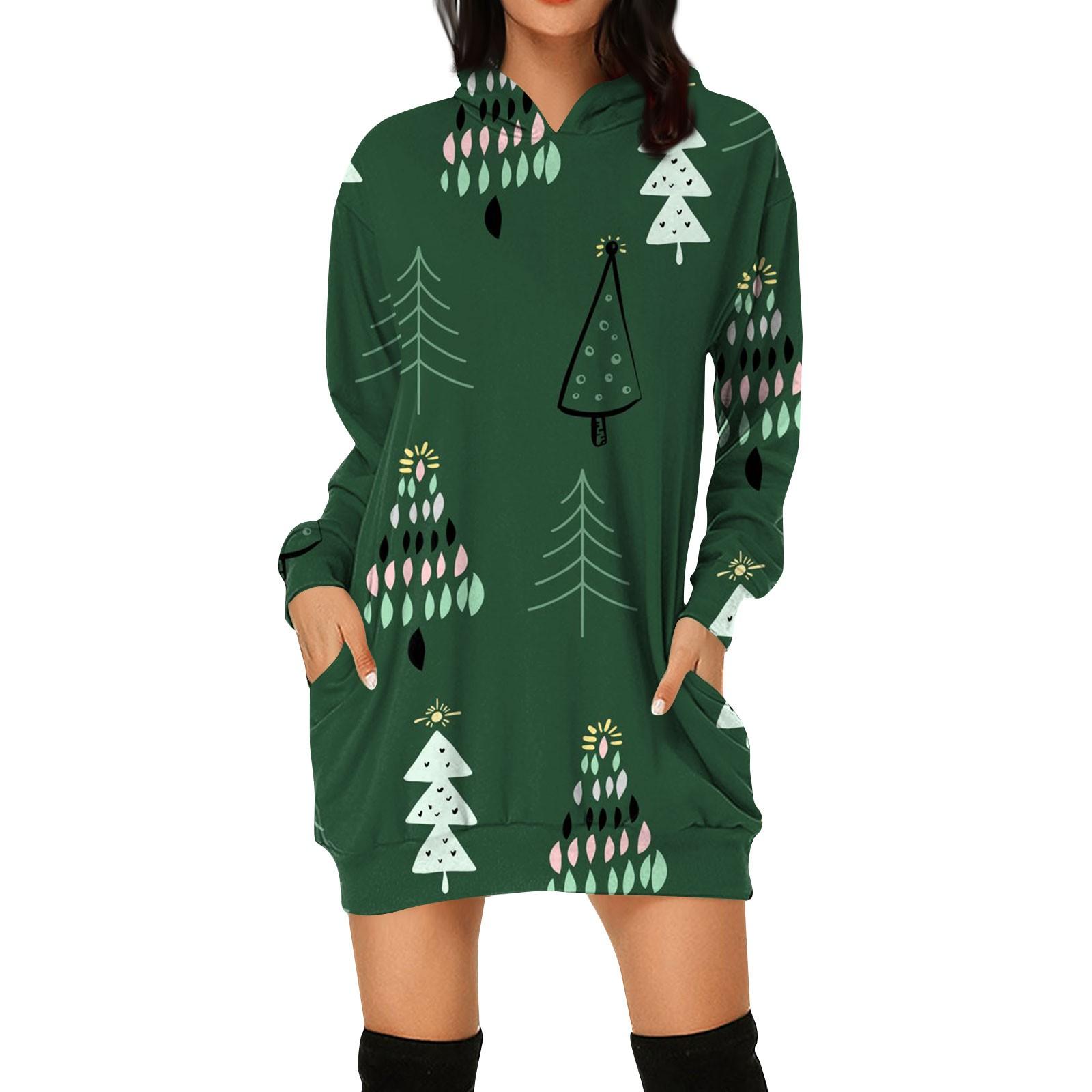 

Женская модная толстовка с капюшоном и рождественским принтом M