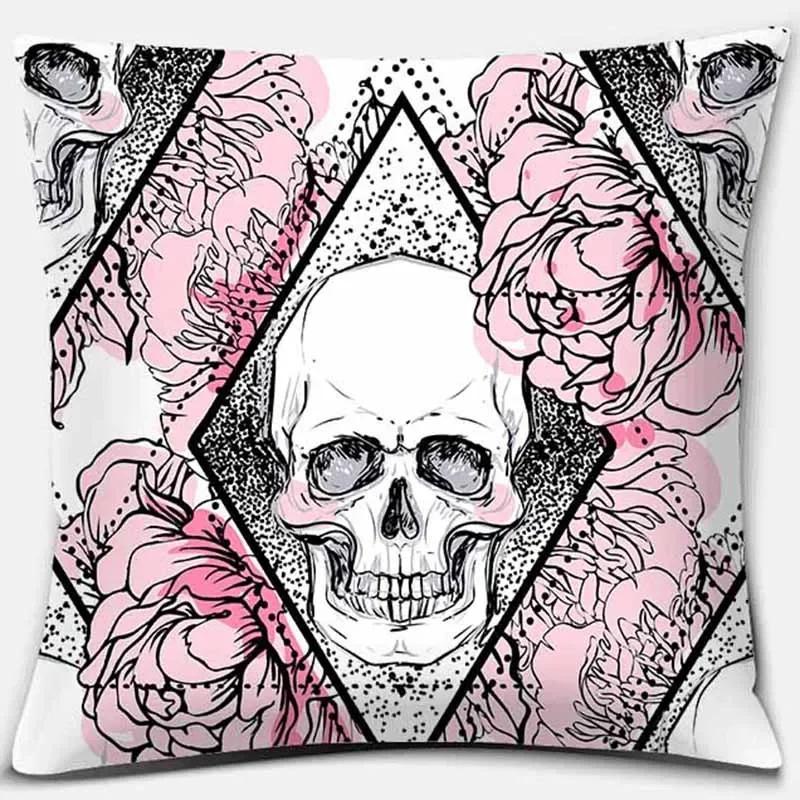 Fashion Skull Flower Series Pattern Printed Soft Square Pillowslip Polyester Cushion Cover Pillowcase Living Room Home Decor