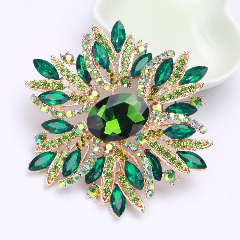 Mode Große Kristall Glas Brosche Schwere Industrie Übertrieben Eleganz Temperament Kleidung Pin Zubehör