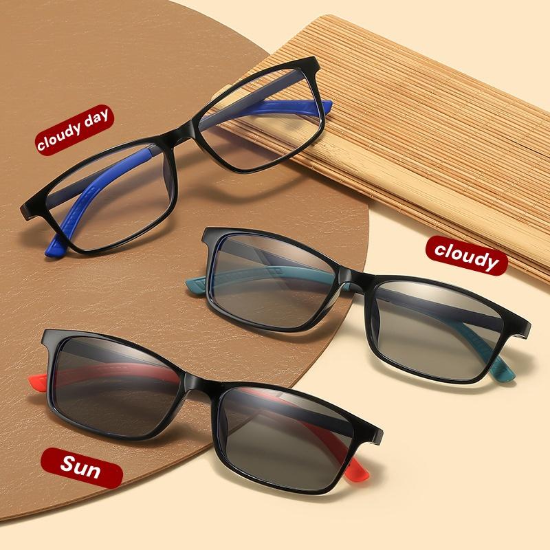 TR90 Sports Photosensitive Color Changing Reading Glasses Anti Blue Light Cycling Goggles Photochromic Presbyopia Eyeglasses