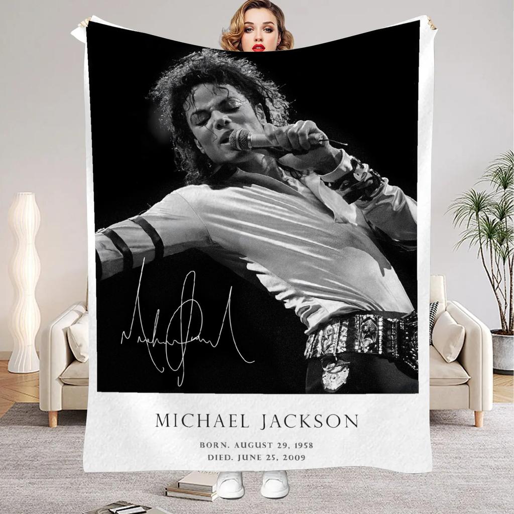 Michael-Jackson Ρετρό Εκτύπωση HD Κουβέρτα Μαλακή Ρίχτρα για Σπίτι Υπνοδωμάτιο Κρεβάτι Καναπέ Ταξίδι Γραφείο Μονόχρωμη Κάλυψη Κουβέρτα Ενήλικες