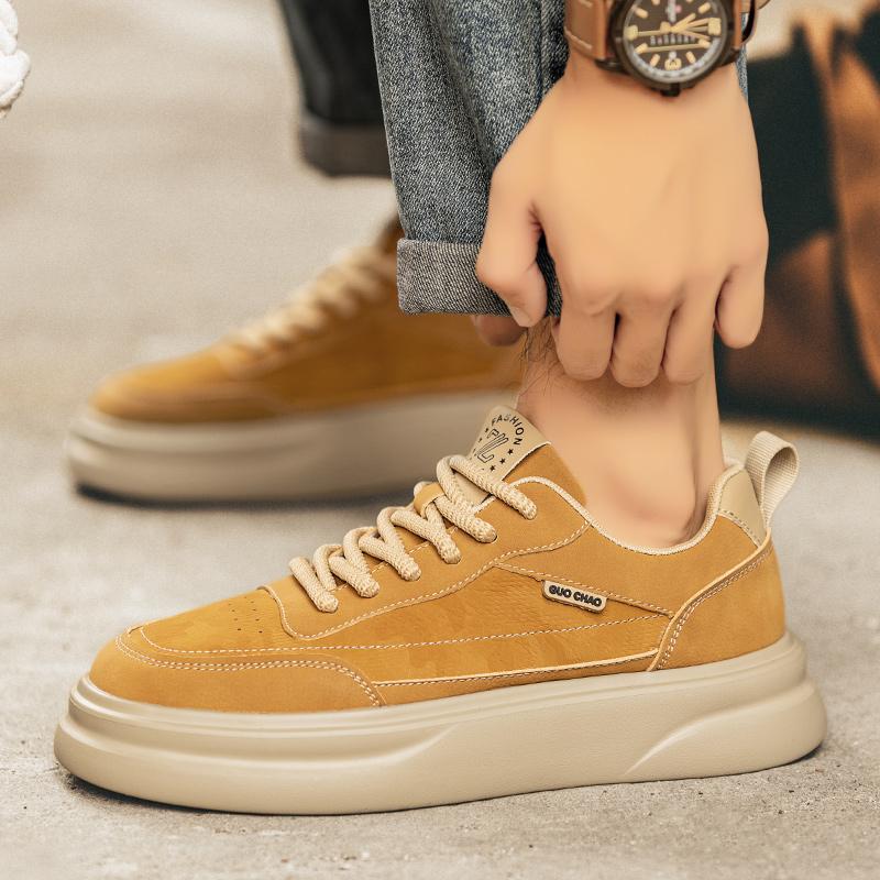 Men Casual Leather Vulcanized Shoes Fashion Designer Platform Sneakers Outdoor Antiskid Driving Tennis Running Trainers 2024New