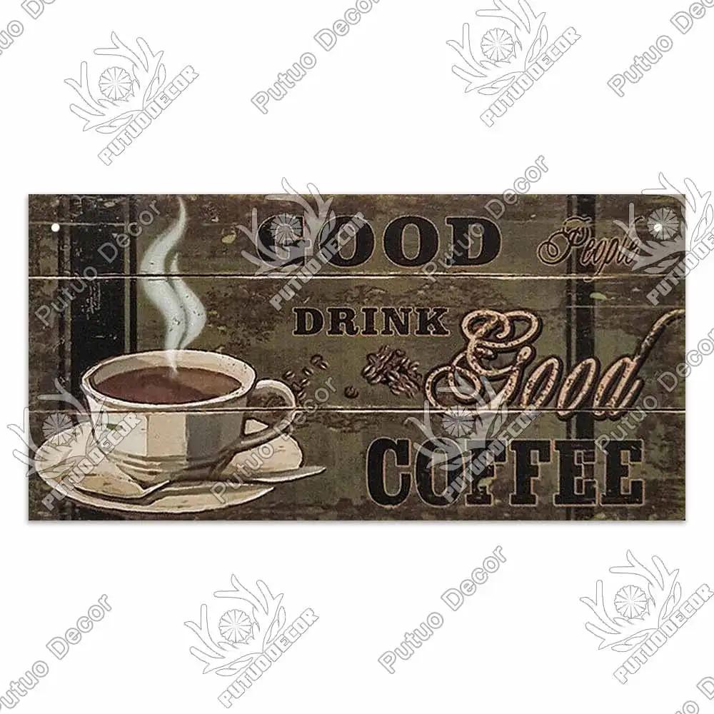 Coffee Metal Hanging Signs Decorative Plaques Door Aluminum Plaque In Home Decor Cafe Kitchen Hanging Home Decor