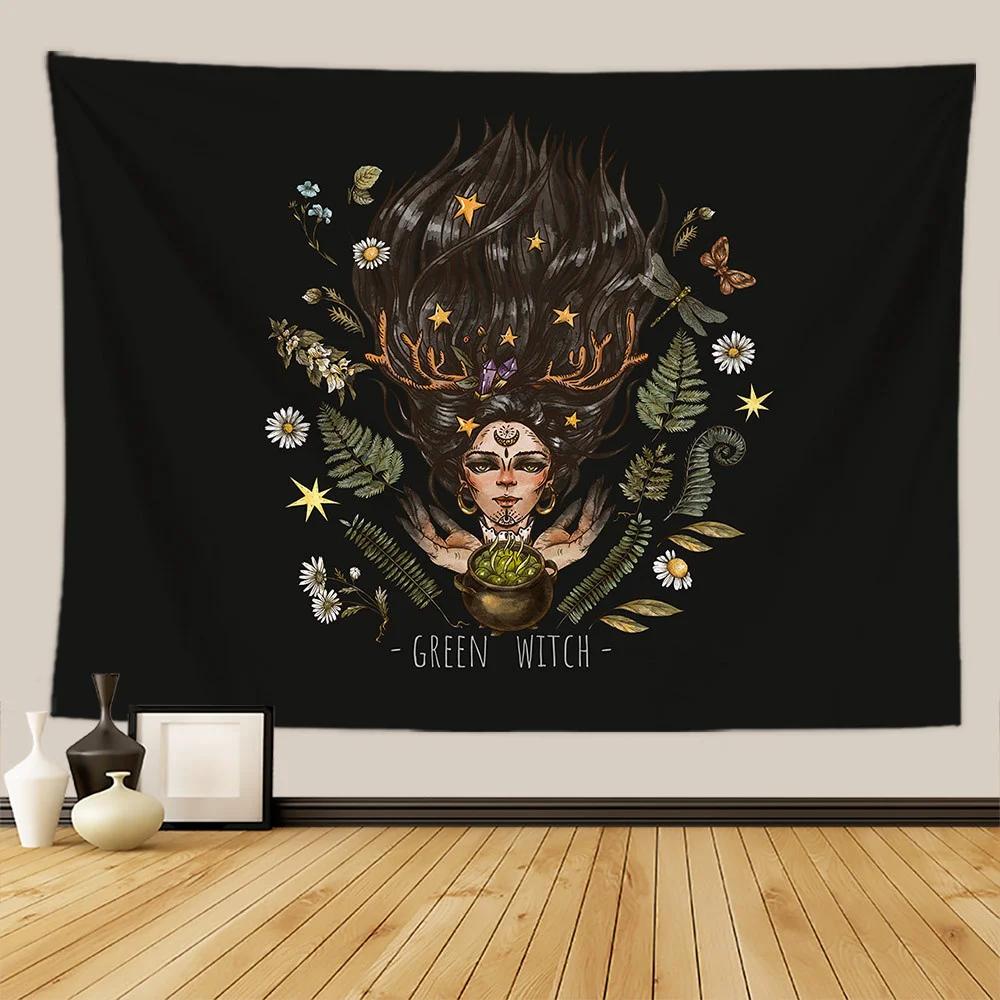 Botanischer Druck Florales Wandbehang Pilz-Wandteppich Vintage Boho Wildblumen Gemüse-Wandteppich Bunte Heimdekoration