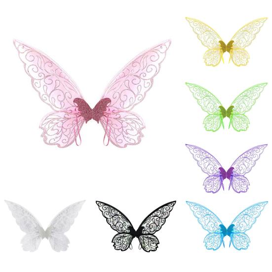 Fairy Wing for Kids Adults Butterfly Fairy Halloween Costume Glitter Angel Wings Elf Cosplay Accessory for Girls Women