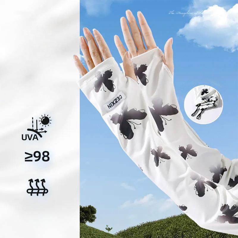 Sunscreen Ice Sleeves, Women's, Summer New Style, Outdoor Cycling, Driving Sleeves, Arm Sleeves, Adjustable, Loose, Ice Silk Hand Sleeves