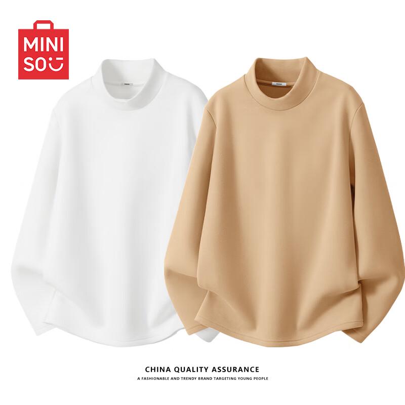 MINISO Men's Fleece-Lined Long Sleeve Thermal T-Shirt