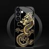 Golden Dragon Design Black Glass Phone Case Suitable for Samsung GalaxyS26 S25 S24 S23 S22 S20FE/Ultra/Plus Anti Drop Back Cover