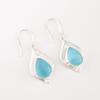 Blue Cat's Eye Gemstone 925 Sterling Silver Jewelry Fashionable Earrings 1.90" EE-35-43