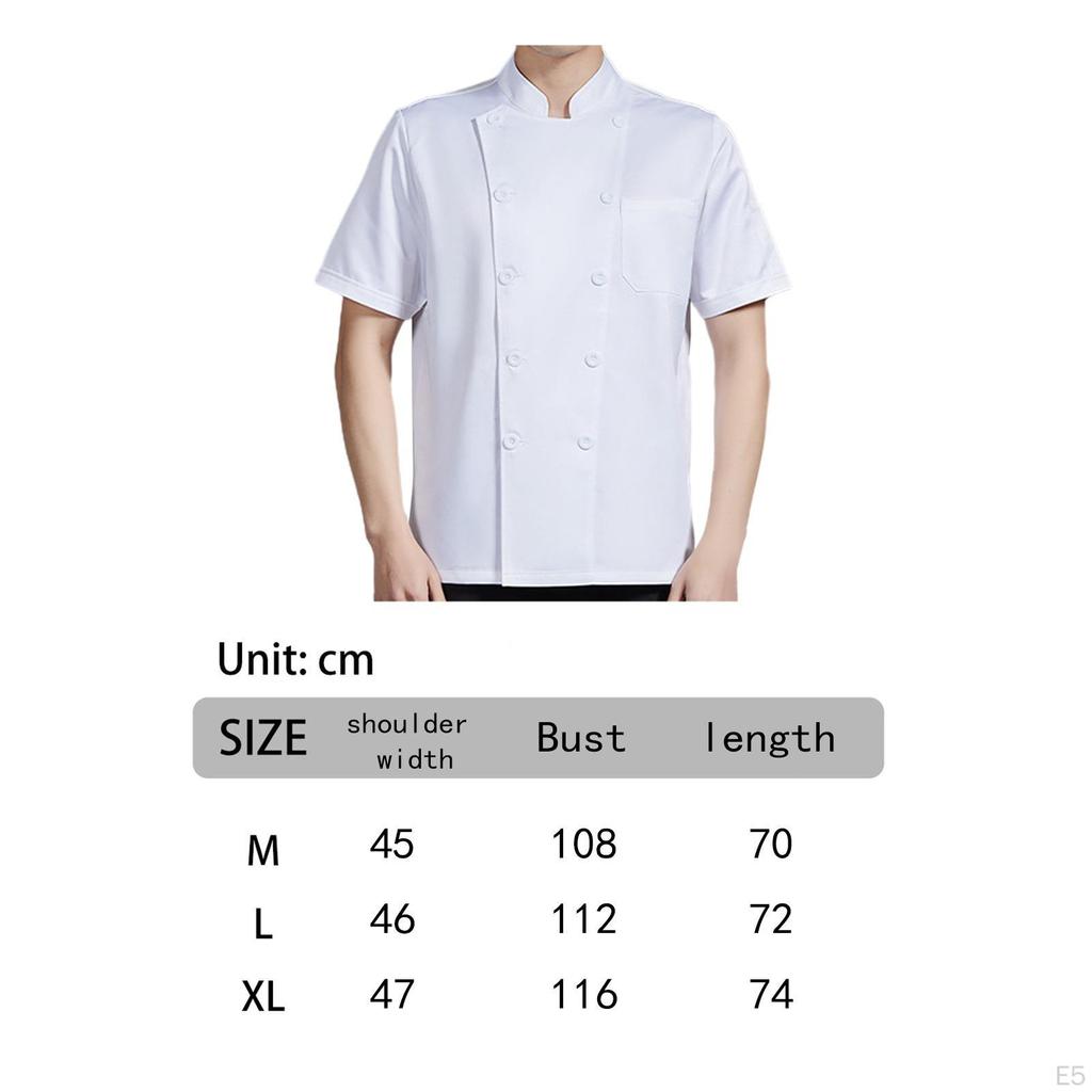 Chef Coat Jacket Executive Clothes with Pocket Breathable Summer Uniform Workwear for
