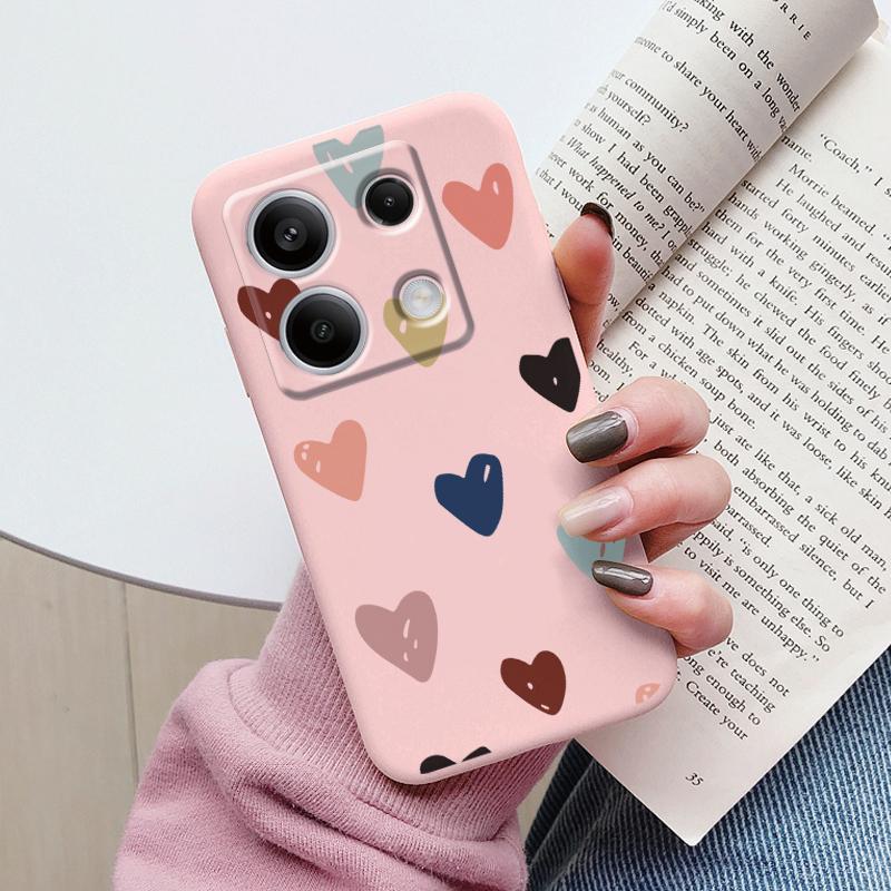 Case For Redmi Note 13 Pro 4G 5G Cute Heart Flower Back Cover Soft Silicone Matte Protective Fundas For Redmi Note13 Pro Bumper