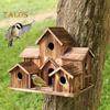 Hummingbird House Wooden Hummingbird Nest Feeder Handmade Rustic 6 Rooms Birdhouse Villas for Outdoor Bird Watching