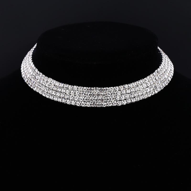 Fashion Jewelry Full Diamond Rhinestone Multi-layer Multi-row Collar Bridal Crystal Collar Short Collar Necklace