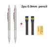 Full Metal Mechanical Pencil Set 0.3 0.5 0.7 0.9 1.3 2.0mm Art Drawing Automatic Pencil with Leads Office Kawaii School Supplies