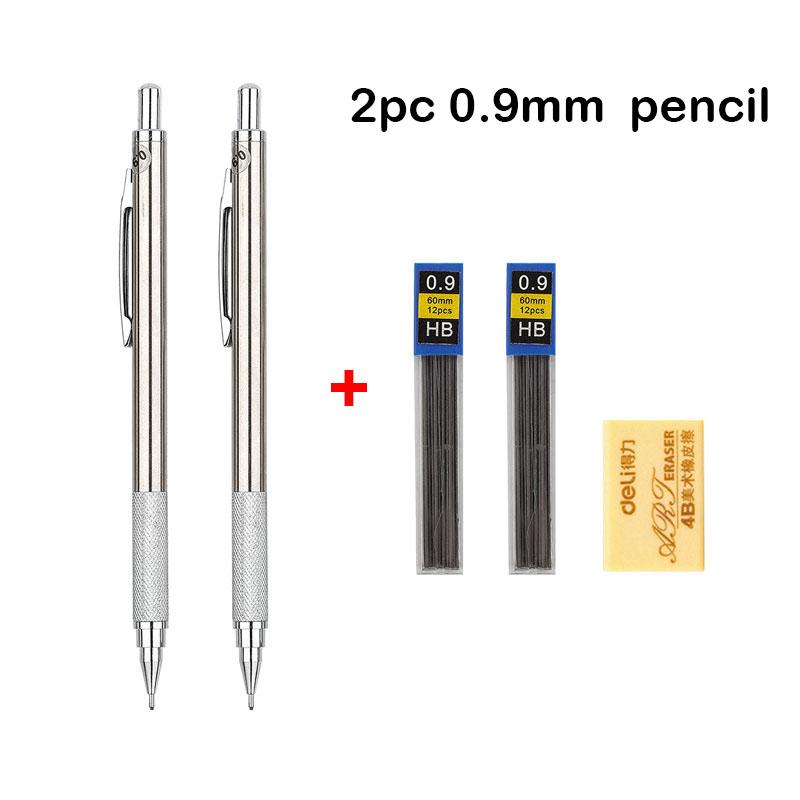 Full Metal Mechanical Pencil Set 0.3 0.5 0.7 0.9 1.3 2.0mm Art Drawing Automatic Pencil with Leads Office Kawaii School Supplies