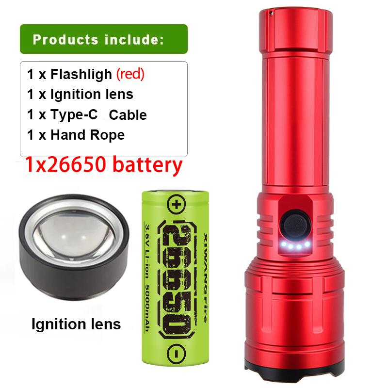 Flashlight Lighter & Power Bank Combo,Rechargeable,Zoomable Super Bright Beam,5 Modes Flashlight for Outdoor Camping Emergency