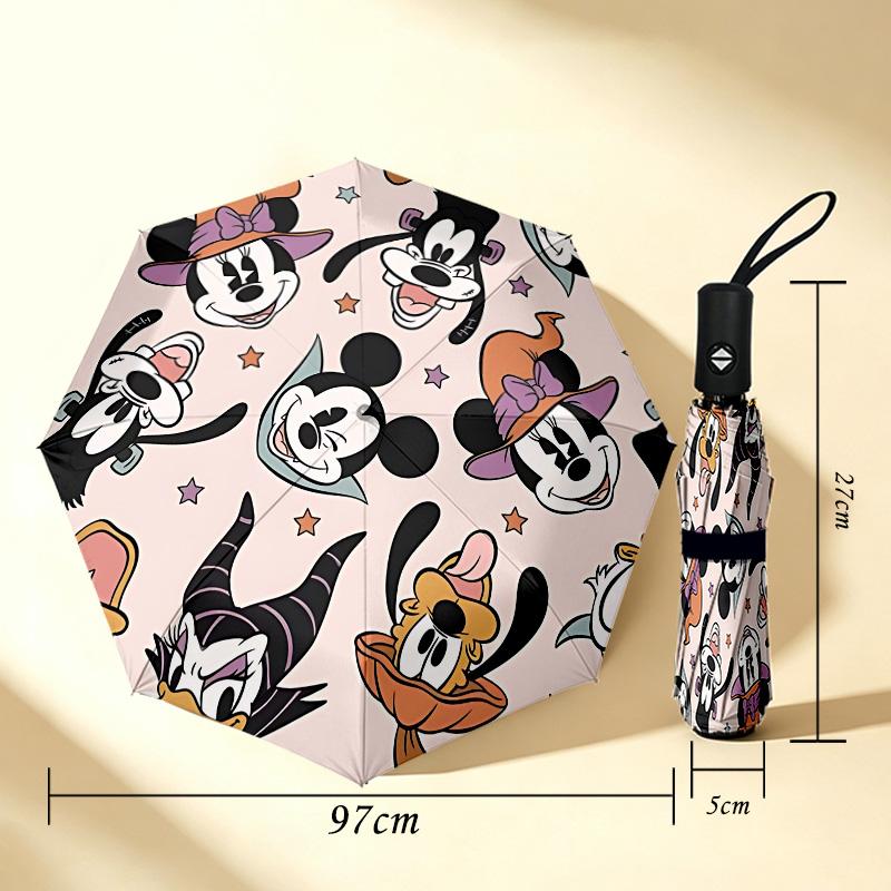Mickey Mouse Friends 8 Ribs 3Fold Black Glue Uv Protection Umbrella Sun Protection Rainproof Compact Folding Umbrella For Travel Daily Use C92395