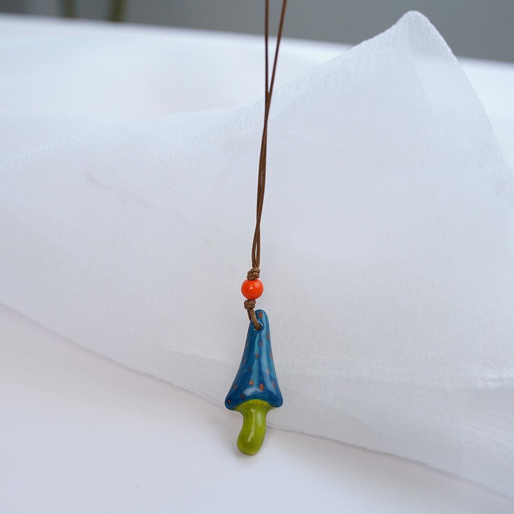 Hot-selling ceramic mushroom necklace accessories niche design necklace high sense