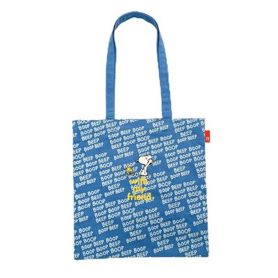 8400 Snoopy Lightweight Recycled Cotton Flat Vertical Tote Bag IP Tall Peanuts 9L [Rootote] (05 Blue)