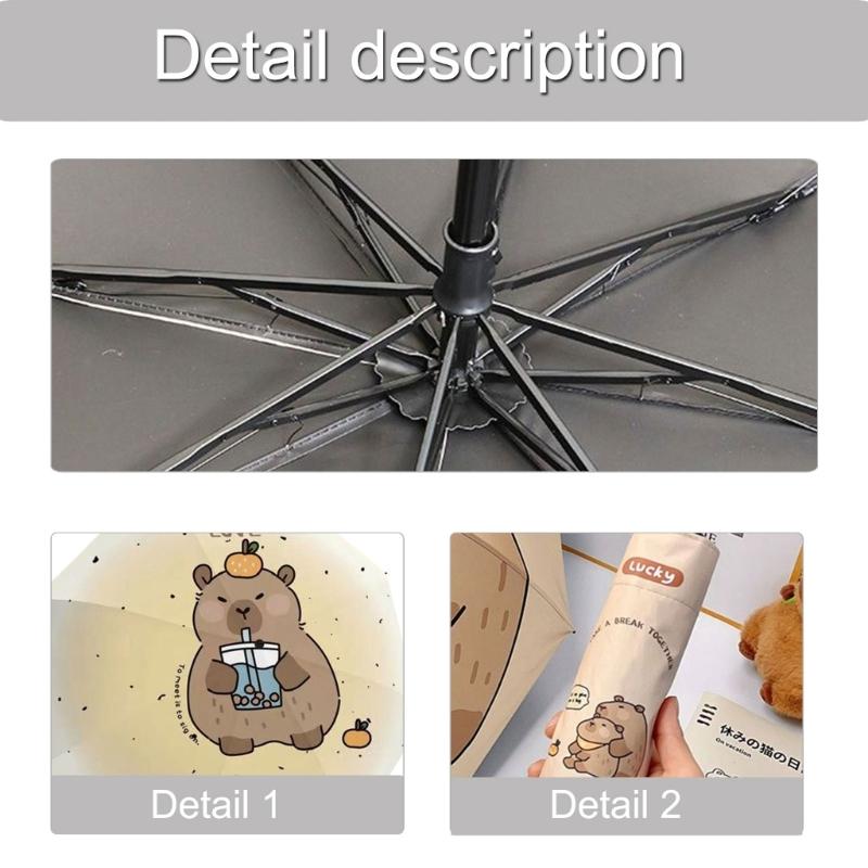 

Capybara Print Travel Umbrella for Sun and Rain Defense Shelter Umbrella A0KC
