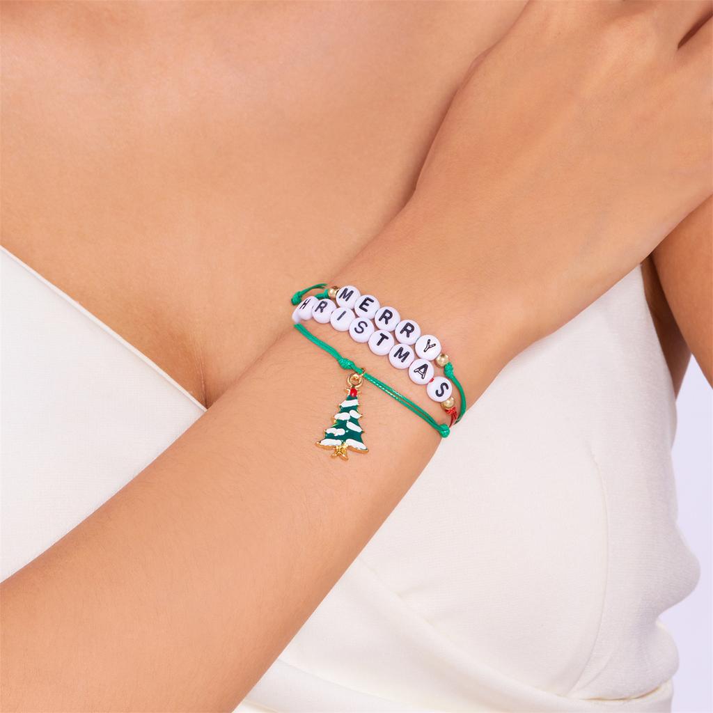 Christmas Bracelet Set Stretch Bracelets with Christmas card Heishi Surfer Bracelets  bracelets for Women xmas gifts