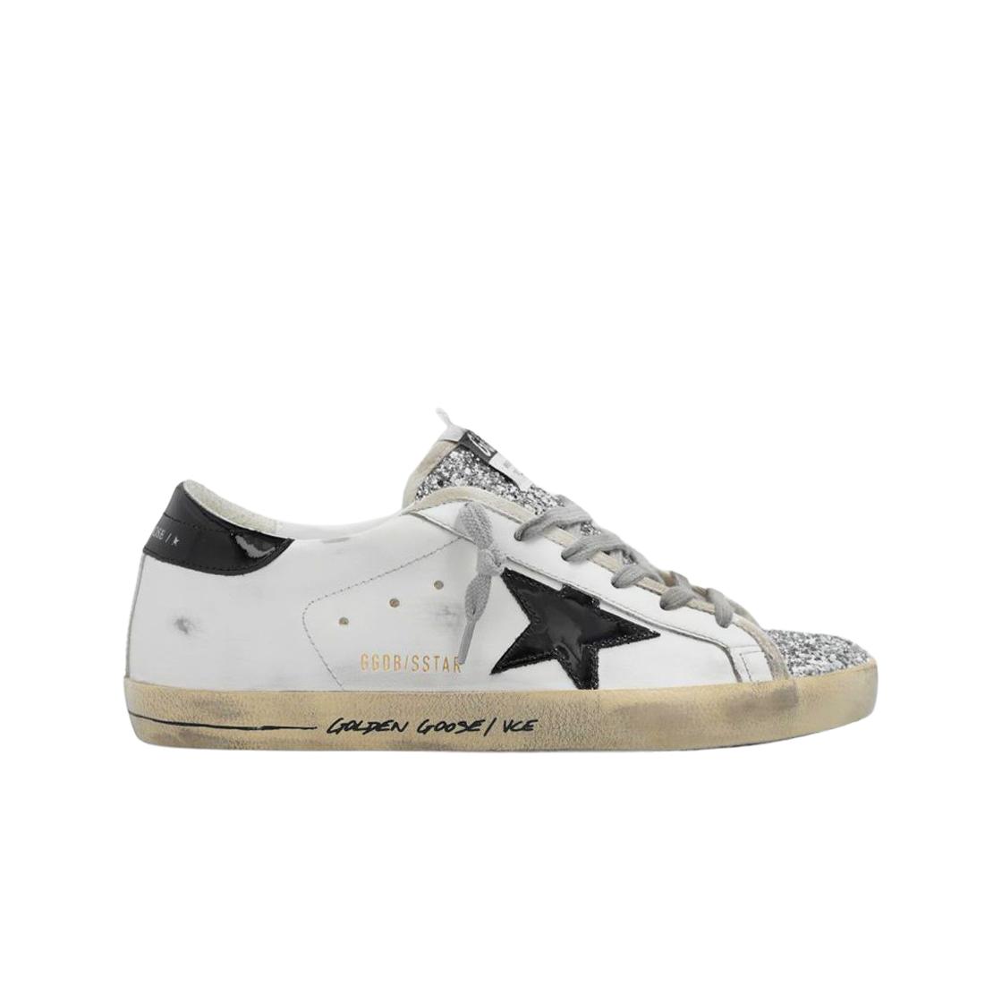 

(w) Golden Goose Superstar White Black Silver Glitter 35W