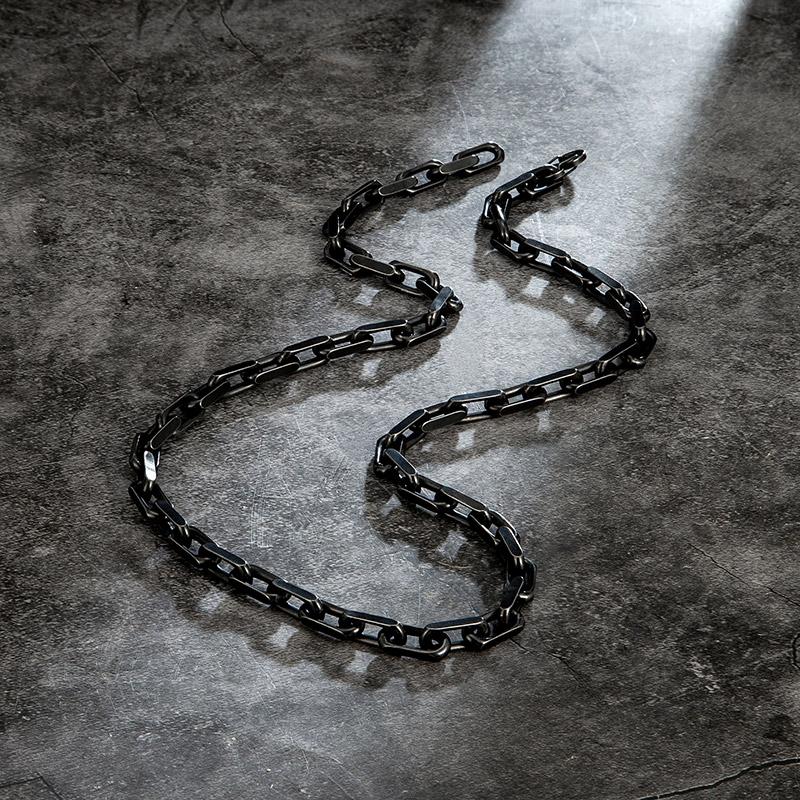 Men Vintage Oxidized Black Chain Link Necklace Punk Hip Hop Stainless Steel Motorcycle Chain Necklace Male Jewelry Gift