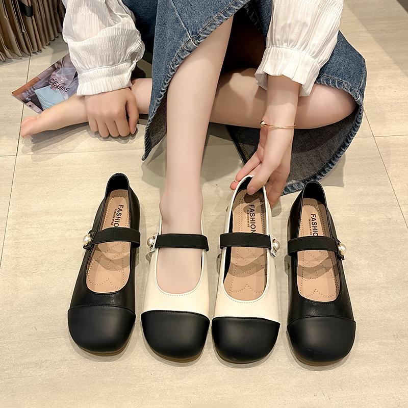 Women Flat Shoes Fashionable and Versatile Square Toe French Mary Shoes Women New Summer Soft Soled Beanie Shoes Plus Size 35-43